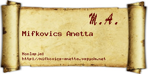 Mifkovics Anetta névjegykártya